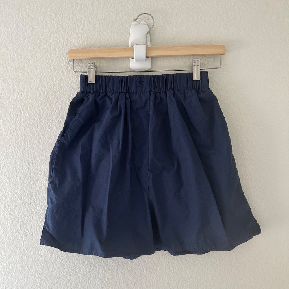 The Frankie Shop Lui Shorts Elasticized Waistband Side Pockets Navy Blue Color S